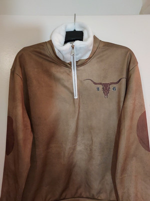 Western Sweatshirt Zip Pullover Longhorn Steer Cowboy Comfort Cozy Size Men's XL-image