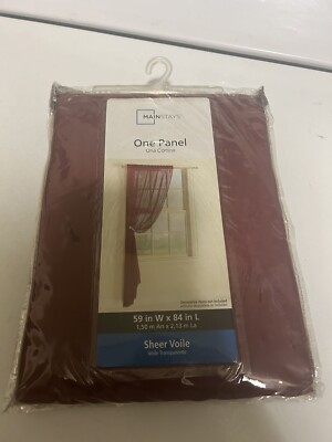 1 Mainstays 84 x 59 inch Sheer Voile Curtain Panel burgandy-image