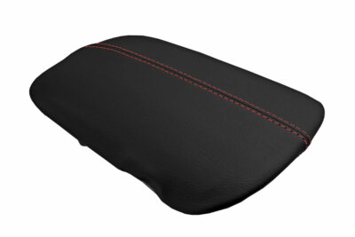 Ford Mustang Console Lid Pull Over Cover Vinyl for 2015-2020 Black Red Stitch-image