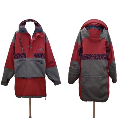 The North Face ULTRA RARE Vintage Red/Gray Rage Anorak Windbreaker Jacket Medium-image