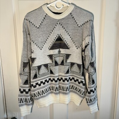 Vintage Pacific Winds Sweater Size M Purple White Pullover Acrylic Patterns-image