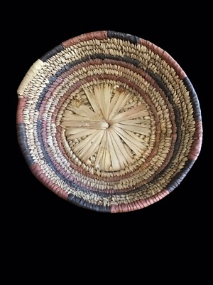 VTG Anomaly Imports Harvest Basket Handwoven In Nigeria In Traditional Design-image