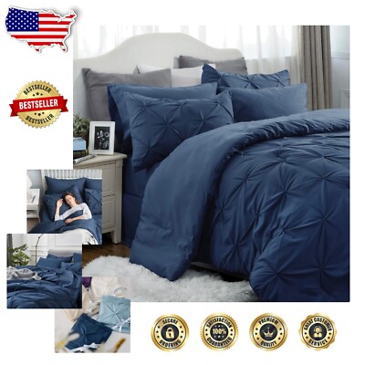 All-Inclusive Navy Blue California King Comforter Set - Cozy 7-Piece Collection-image