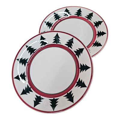 2 Pier 1 Imports Salad Plates O' Tannenbaum Christmas Tree Italy 9 3/4