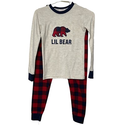 Dear Forms Cozy Comfort little bear red plaid pajama set boys L 10/12 1599-image