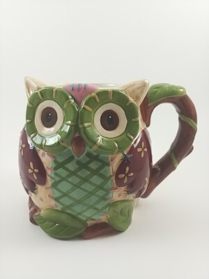 Pier One Imports Olli the Owl Coffee Mug Hand Painted Dolomite Large 20 oz-image