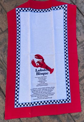 Design Imports DII Dish Tea Towel Lobster Bisque Recipe Made in India Cotton NEW-image