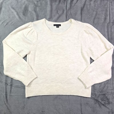 Sanctuary Sweater Womens XL Cream Puff Sleeve Crewneck Soft Knit Casual Cozy-image