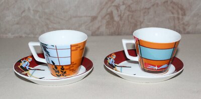 Vintage Toscana Adamo Import Ltd Tea Cup & Saucer Set (2) Modern Designs-image