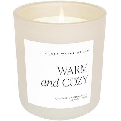 Warm and Cozy Soy Candle - Orange, Cinnamon, Clove, and Pine Scented Candle for -image
