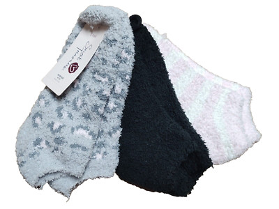 Ladies Secret Treasures 3pr Cozy Socks Sz 4-10 Super Soft Black Pink-image