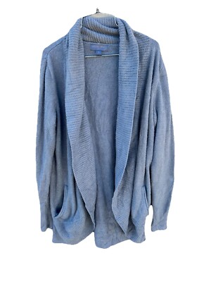 Barefoot Dreams cozy chic lite Gray Open  sweater cardigan Size M Soft-image
