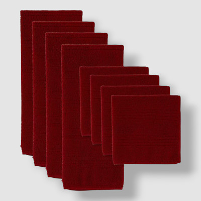Design Imports Red Microfiber Dishtowel and Dishcloth Set of 8pcs-image