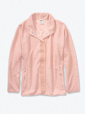 PINK VICTORIA'S SECRET COZY SNAP JACKET PULLOVER BLAZER   size M-image