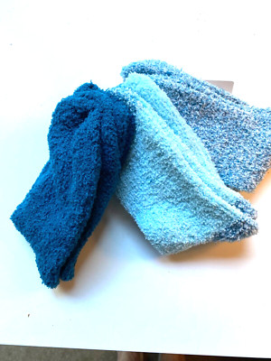 Secret Treasures Women's Cozy Fuzzy Crew Socks 3 Pair Shoe 4-10 Blue & Blue Cove-image