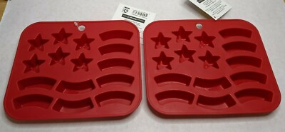 Stars & Stripes Flag Silicone Mold Ice Cube Tray Red (Lot of 2)-image