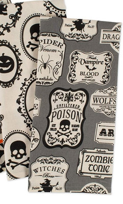 NWT Pair of Witchy Decorative Dish Towels Halloween Potion Spiders Bats-Set of 2-image