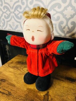 Vintage Terry Village Musical Wind Up Boy And Girl Dolls Christmas Mervyns-image