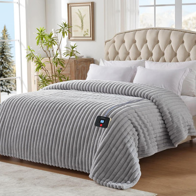 Electric Blanket Full Size, Super Cozy Luxury Faux Fur & Sherpa Heated Blanket w-image