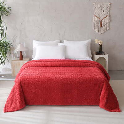 Mainstays Faux Shearling Blanket, Dk. Red, Full/Queen 90