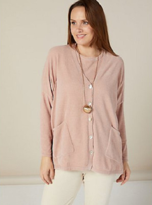 WynneLounge Easy Fit Cozy Comfort Cardigan Angled Pockets Rose 3XL MarlaWynne-image