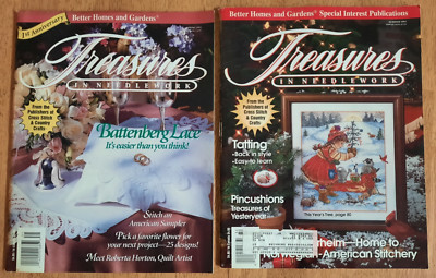 Lot of 2 Treasures in Needlework Magazines Spring & Summer 1993 Cross Stitch Sew-image