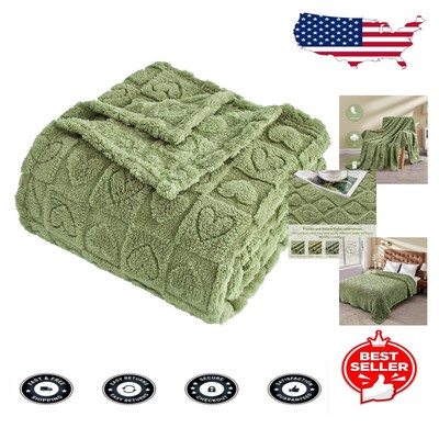 Cozy Lightweight Heart Checkered Throw Blanket, King Size 90