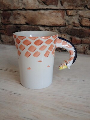 Pier 1 Imports Giraffe Neck Handle Mug Hand Painted 3D Large-image