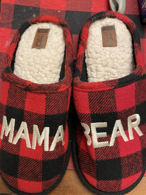 Dearfoams Women's Cute Cozy Mama Bear Slippers Christmas Mothers Day Gift NWT-image