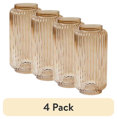 (4 pack) Better Homes & Gardens Ribbed Glass Vase, 10