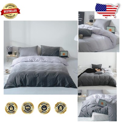 Hotel-Inspired Gradient Gray Comforter Set - Full Size, 3 PCs Luxury Bedding-image