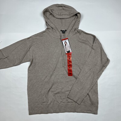 Hilary Radley Women's Long Sleeves Cozy Sweater Hoodie Oatmeal Medium (M) NEW-image