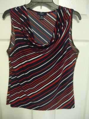 Ladies  Large  Blouse Top, Sleeveless, Draping Neckline, by Chaps-image