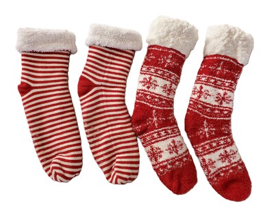 Christmas Fleece Slipper Socks Non Slip Warm Cozy Thick Socks One Size-image