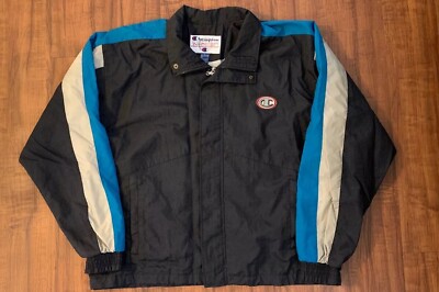 Vintage 90’s Champion Holographic Logo Patch Colorblock Nylon Zip Jacket Men’s L-image