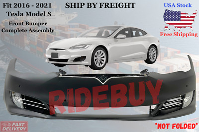 Fit 2016 - 2021 Tesla Model S Front Bumper Complete Assembly w/fog TA1000100-A-image
