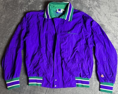 Vintage 1990's Champion Windbreaker - Purple & Teal Size Medium Bomber Jacket-image