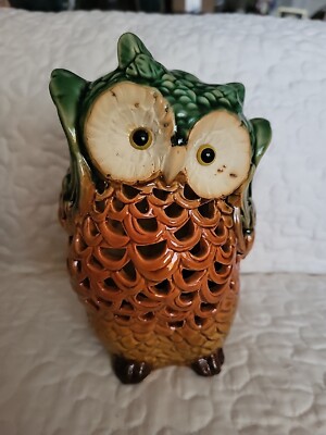 Design Imports Rustic Tall Owl Cutout Stonewear Candle Lantern 8