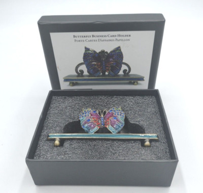 Pier 1 Imports Multicolor Butterfly Shaped Enameled Jeweled Card Holder 3 3/4