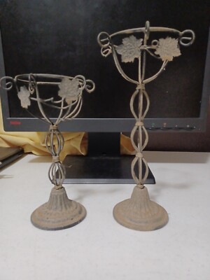 Pier One Candle Holder Bronze Color Metal Leaf Design 9