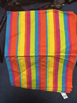 Pier One 100% Cotton Placemats Set Of 6 Summer Outdoors Bright  Stripes Large-image