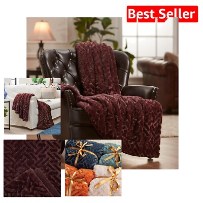 Cozy Cherry Wood Faux Fur Blanket - Perfect for Napping & Living Room Use-image