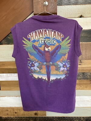 Vintage 80s Hawaiian Tropic t shirt Sleeveless Wind Surfing Beach Parrot sz XL-image