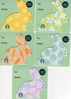NEWEST  2025 🐰 STARBUCKS 🐰  EASTER RABBIT COMPLETE SET 5 GIFT CARD-image