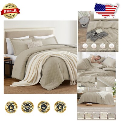 Beige Jacquard King Comforter Set – Cozy, Washable, and Perfect for Every Season-image