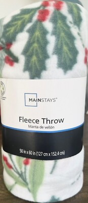 Christmas Holly Berry Soft Fleece Throw Blanket 50” x 60” - New-image