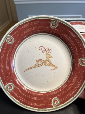 Pier 1 England Rustic Reindeer 8” Luncheon Dessert Plates 6pc-image