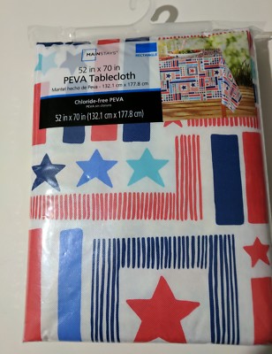 Mainstays Vinyl Rectangle Tablecloth Stars Stripes Chloride Free  52
