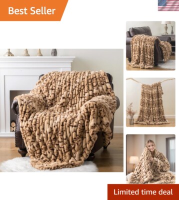 Luxurious Double-Sided Faux Fur Throw Blanket - 60”x80” for Cozy Comfort-image