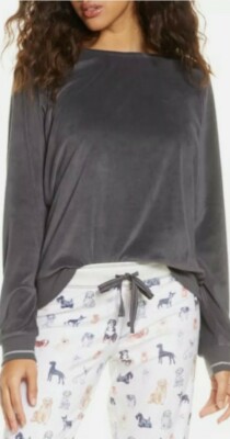 PJ SALVAGE Dark Gray Oh My Velour Top Size S-image